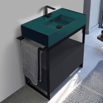 Console Bathroom Vanity Modern  Console Vanity, Green Ceramic Sink, 35